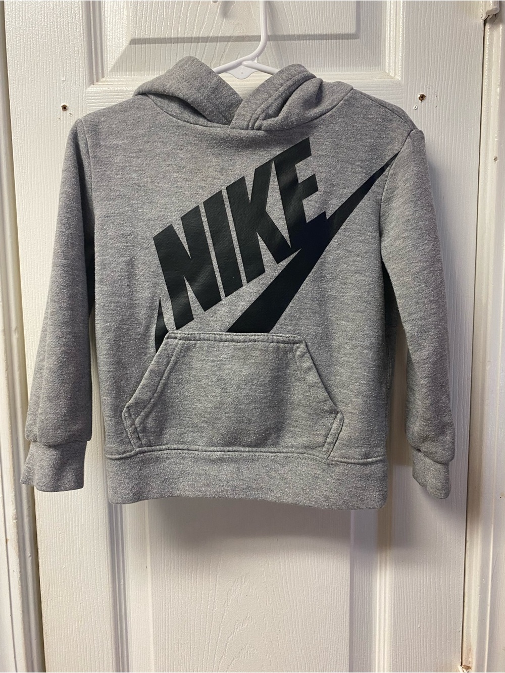 Nike Kids Gray Hoodie with Large Black Logo